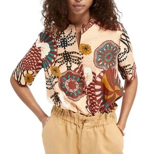 Scotch & Soda Sunray Viscose Multicolor Abstract Print Women's Top Size M
